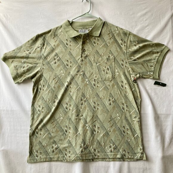 Michael Austin Golf Shirt Mens Size XL Vintage New All Over Print Clubs Flag NWT - Picture 2 of 13